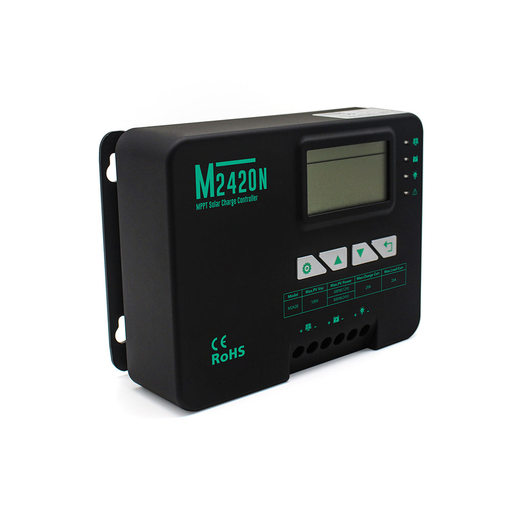 20A MPPT Solar Charge Controller with Bluetooth LCD Display for Lead Acid, SLA/AGM, Lithium Batteries